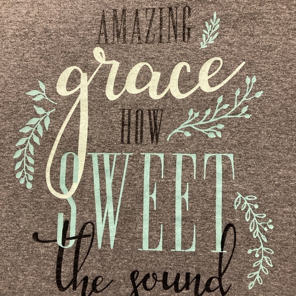 Gildan Amazing Grace Gray and teal Short Sleeve Tee - Picture 2 of 5